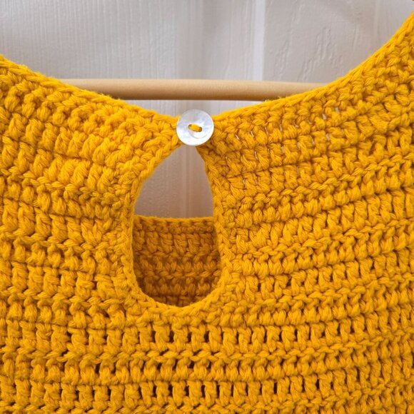 Moth Handmade Yellow Crochet Sweater Tank Top Large Keyhole Cotton Swanktop rop‎ - Picture 4 of 6